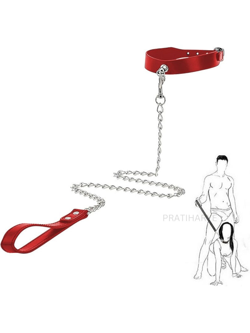 Pu leather Metal Chain Collar leash