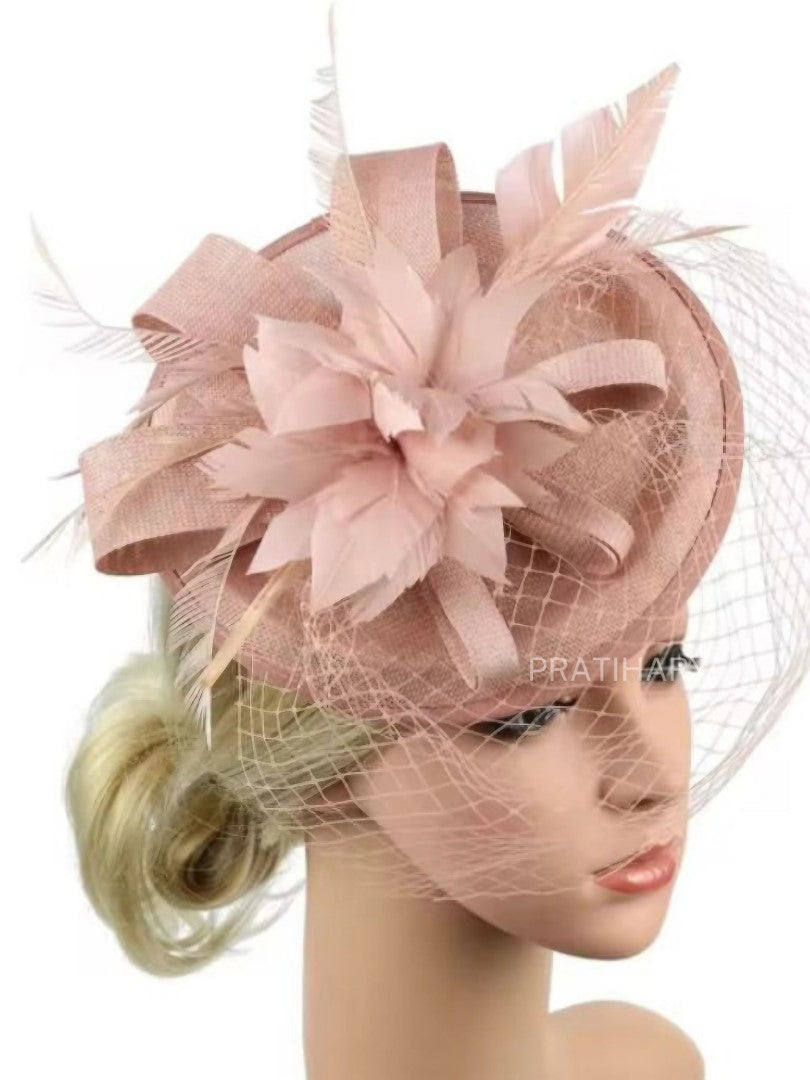 Premium Blush Pink Fascinator Hat For wedding Party | HAT-13