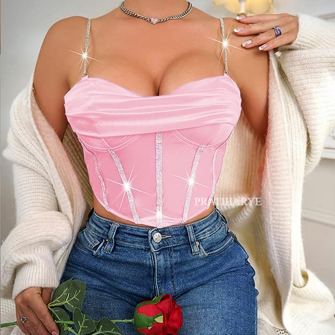 Satin Rhinestone Corset/Top