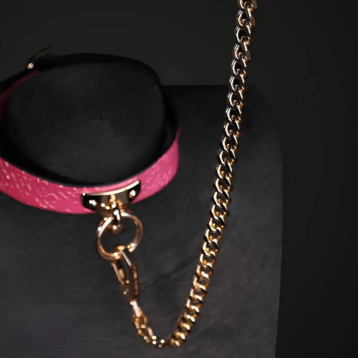 Pink Snake Collar with Chain Leash