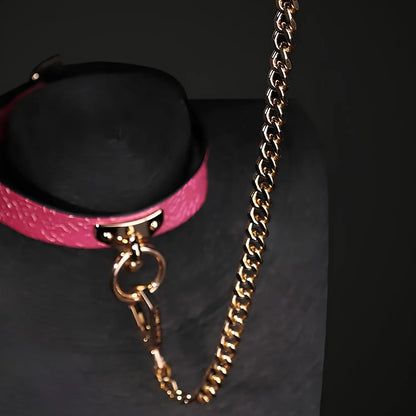 Pink Snake Collar with Chain Leash
