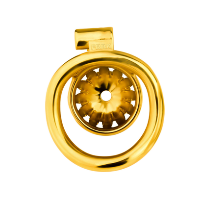 Premium Steel Gold Flat Chastity Cage