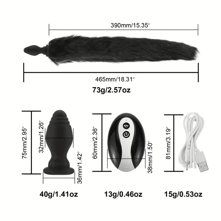 Vibrating Silicone Butt Plug Fox Tail with/without Remote