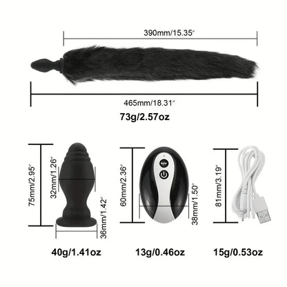 Vibrating Silicone Butt Plug Fox Tail with/without Remote