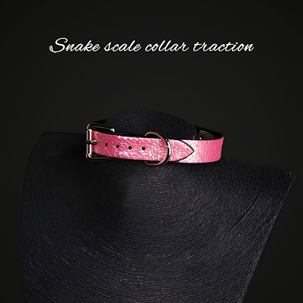 Pink Snake Skin Neck Collar Leash Set