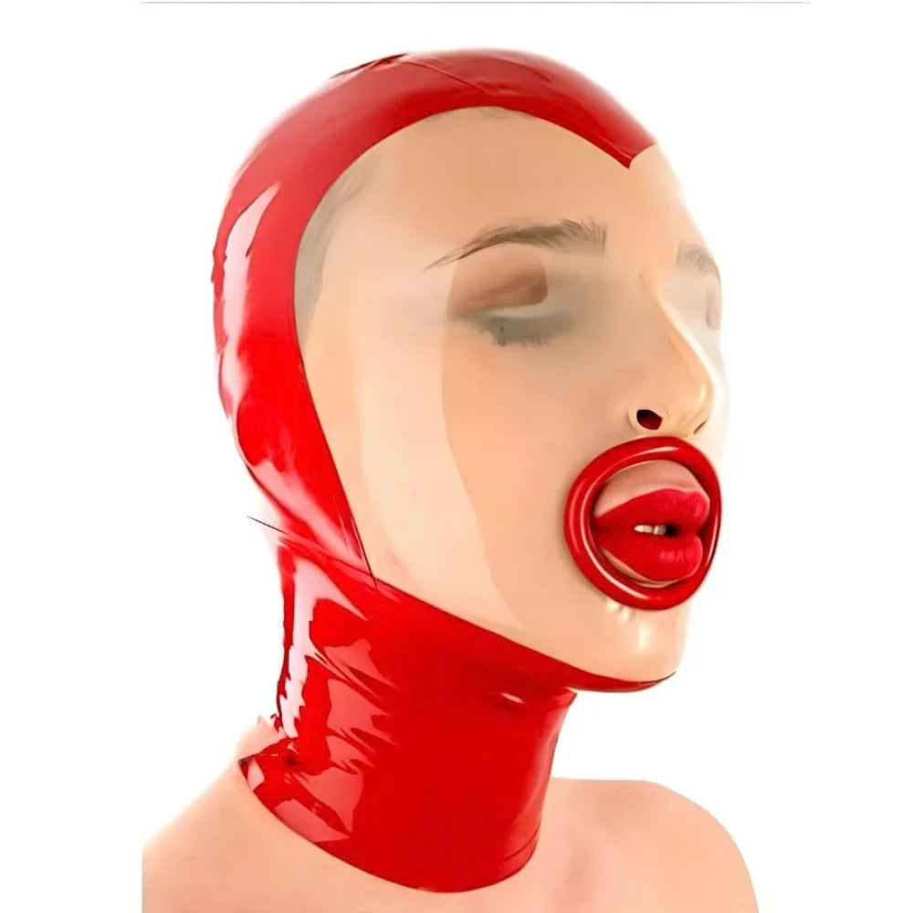 Premium Handmade Latex Glossy Style Head Hood - Red
