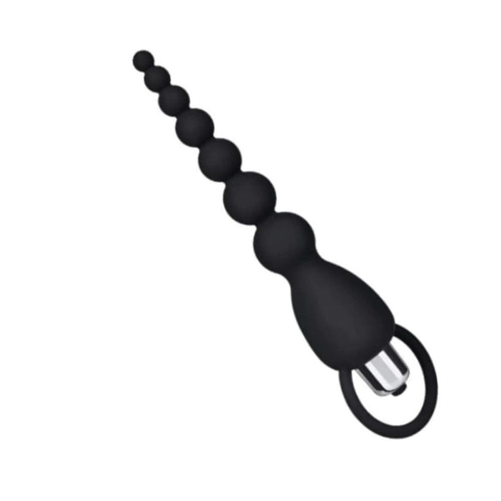 Vibrating Silicone Graduated Long Beaded Plug