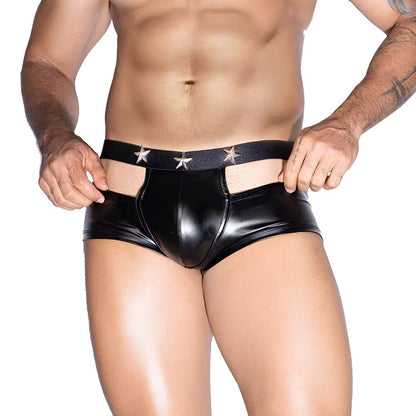 Men Faux Leather Wet Look Brief