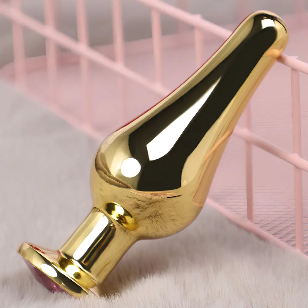 Premium Snow Fox Tail Steel Golden Butt Plug