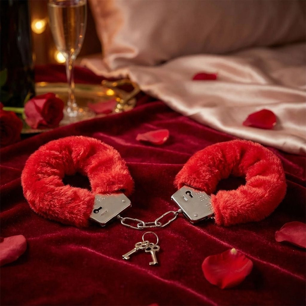 Plush Red Fur Handcuffs