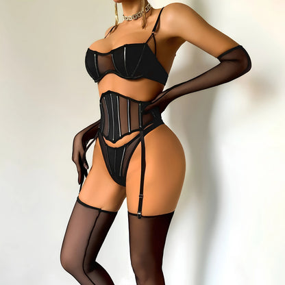 Premium Fishbone Sexy Lingerie Garter Set