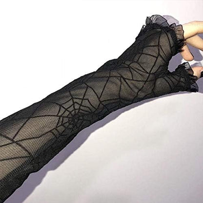 Gothic Spiderweb Mesh Arm Gloves