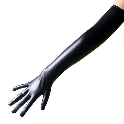 Long Faux Leather gloves
