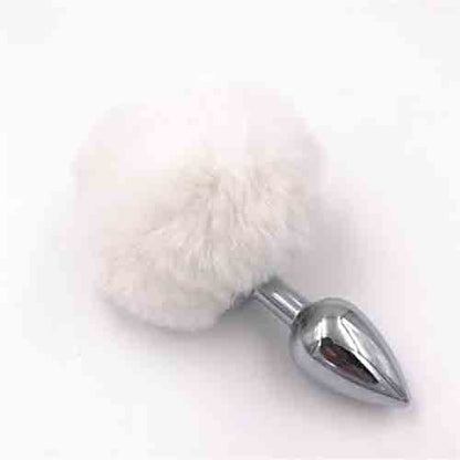 Stainless Steel Bunny Tail Butt/Anal Plug