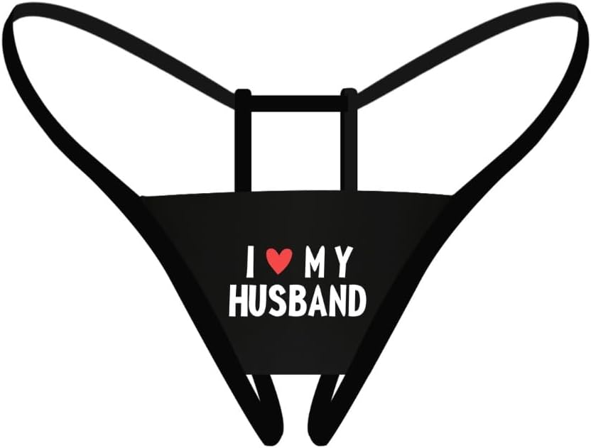“I Love My Husband” Crotchless Black Thong