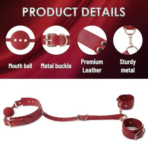 Premium BDSM Ball Gag Restraint Kit with Handcuffs