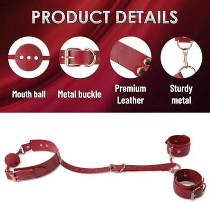 Premium BDSM Ball Gag Restraint Kit with Handcuffs