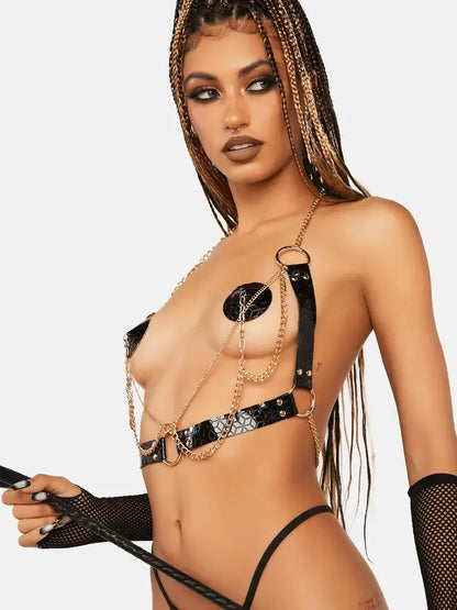 Open Bust Harness with Nipple Pasties