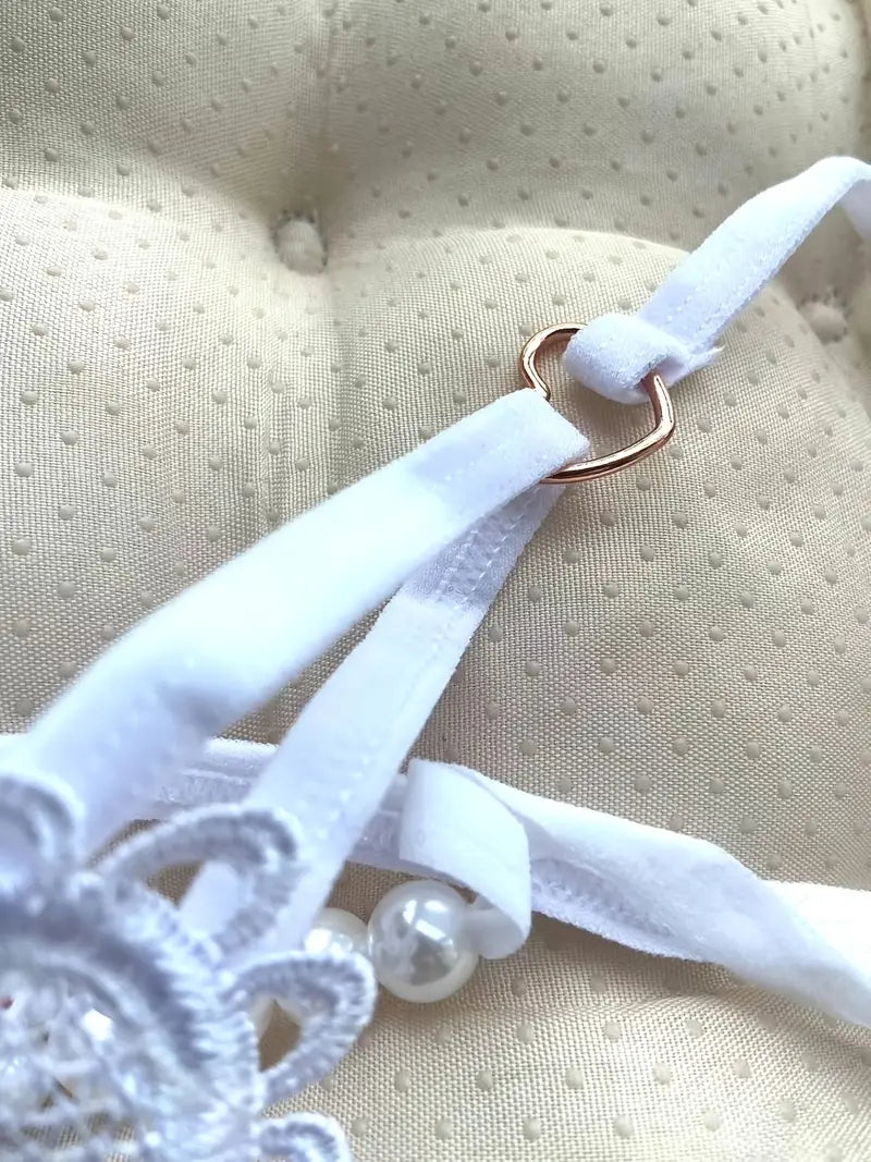 Heart Lace Pearl Thong