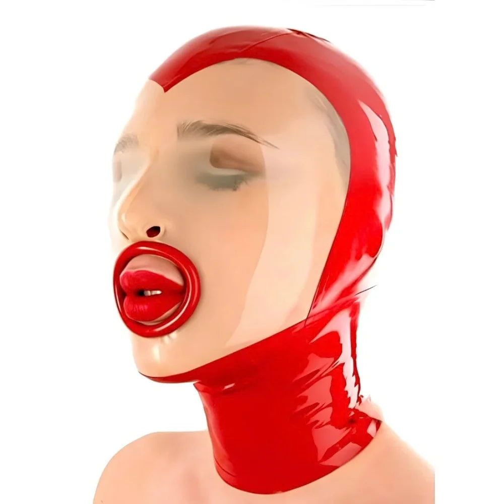 Premium Handmade Latex Glossy Style Head Hood - Red