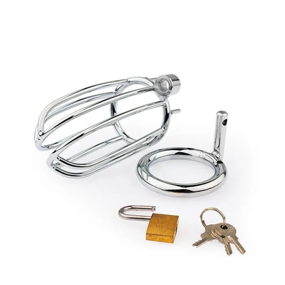 Caged Designed Stainless Steel Men Chasity Lock