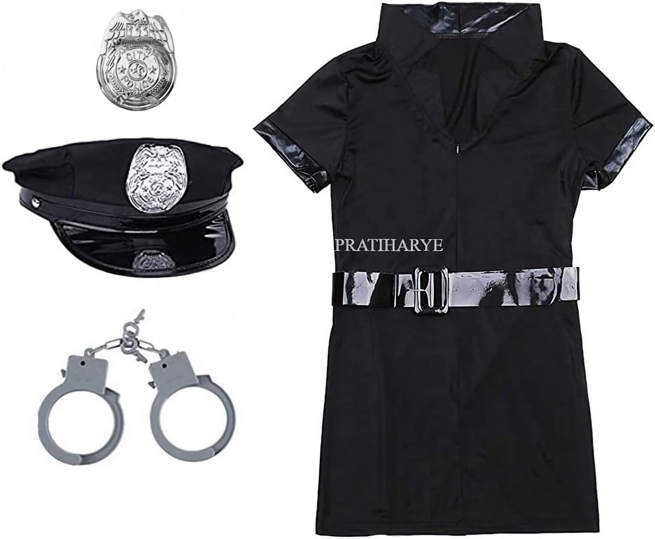 Cop Costume Set with Handcuff & Cap - Pratiharye