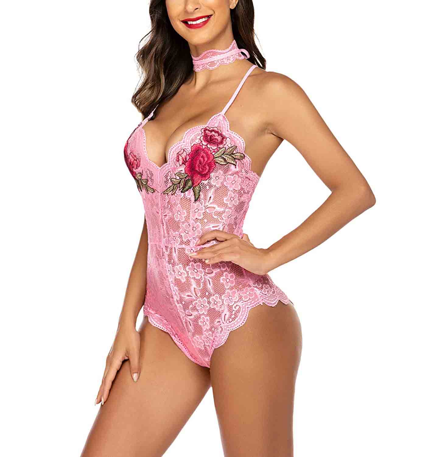 Embroidery Teddy Bodysuit - Deal product