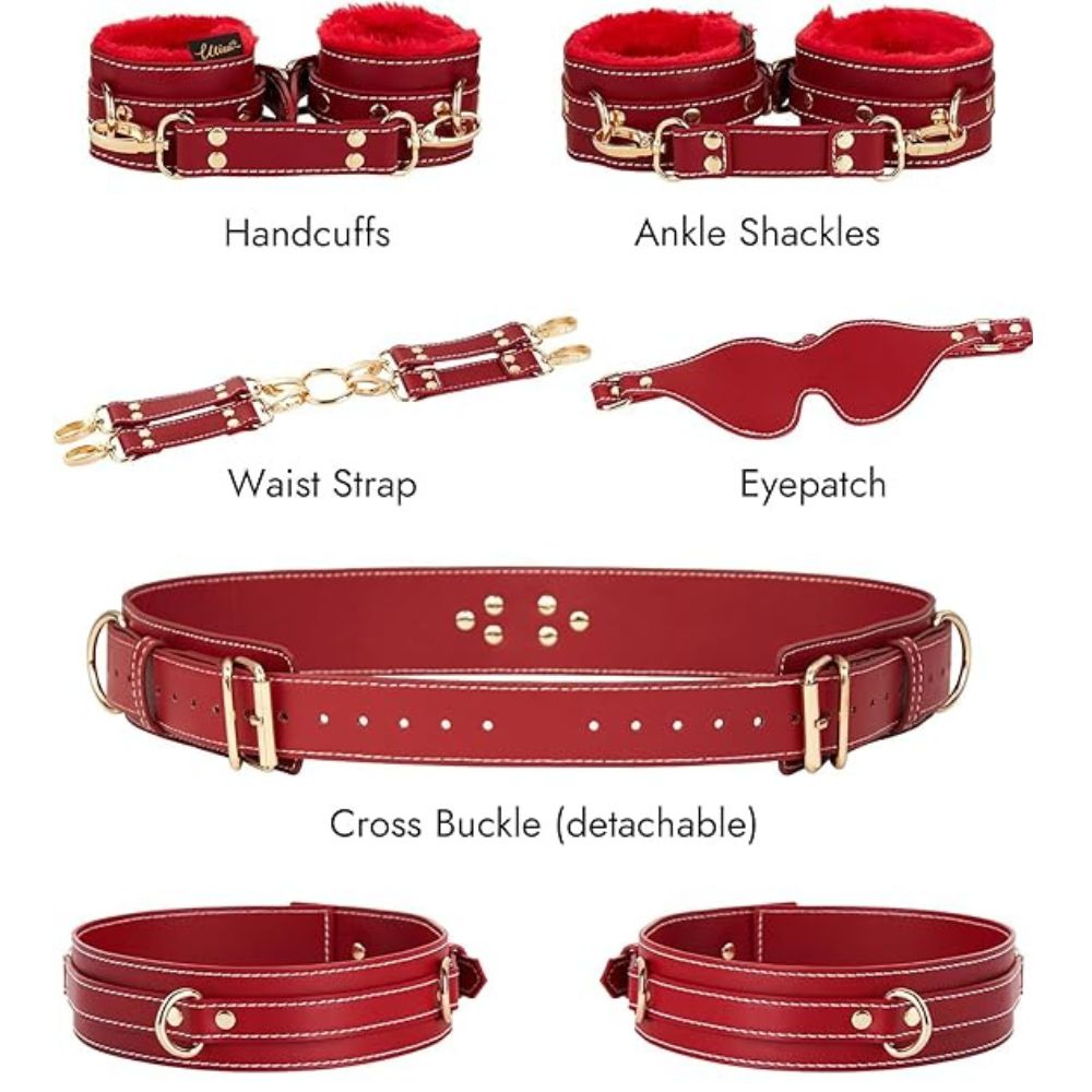 Luxury Leather Body Harness Restraint with Eye mask