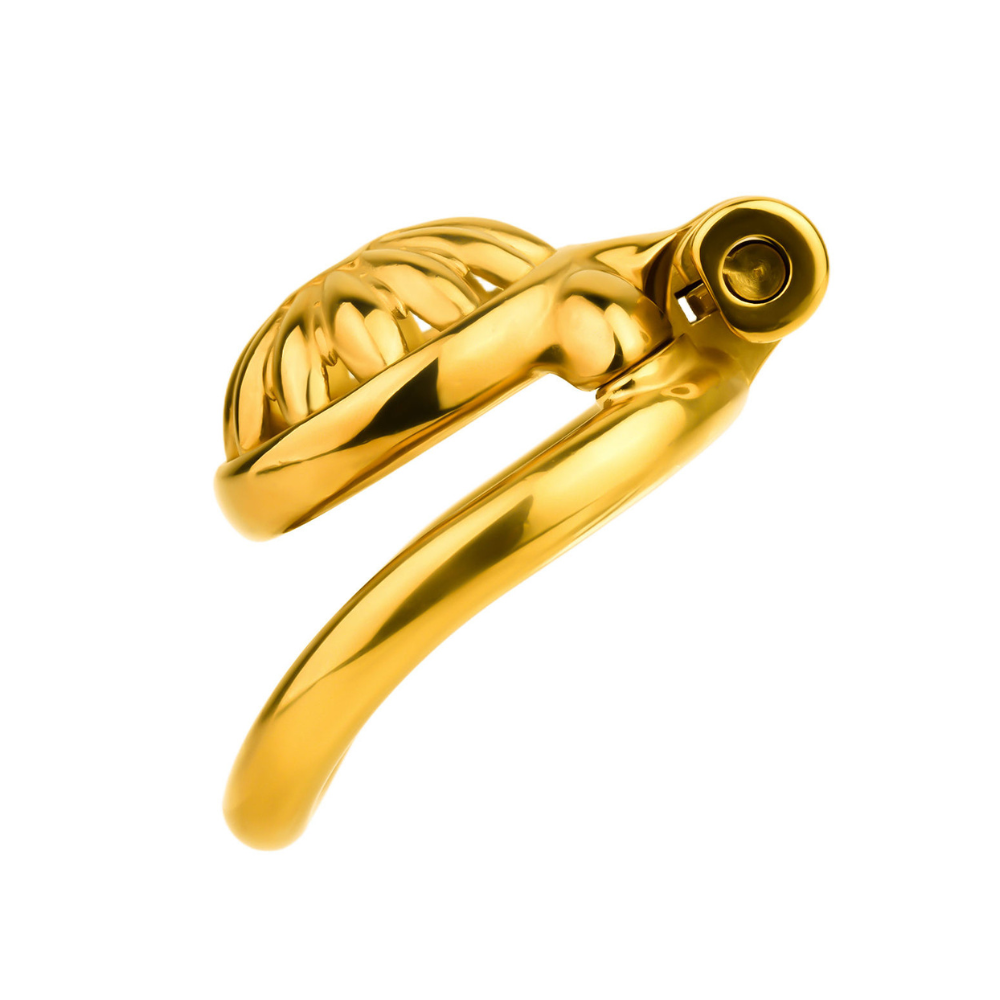 Premium Steel Gold Flat Chastity Cage
