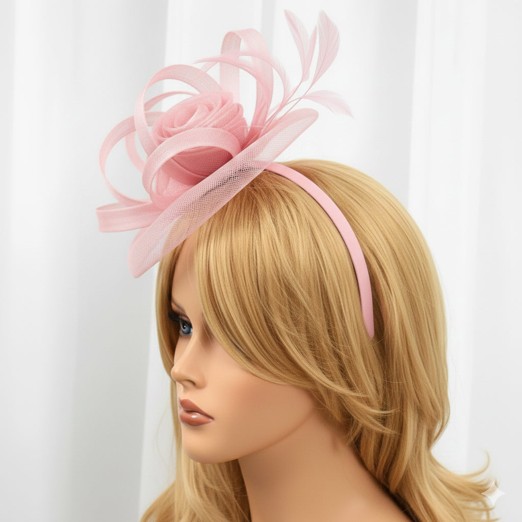 Elegant Black Net Fascinators Hat with Hairband