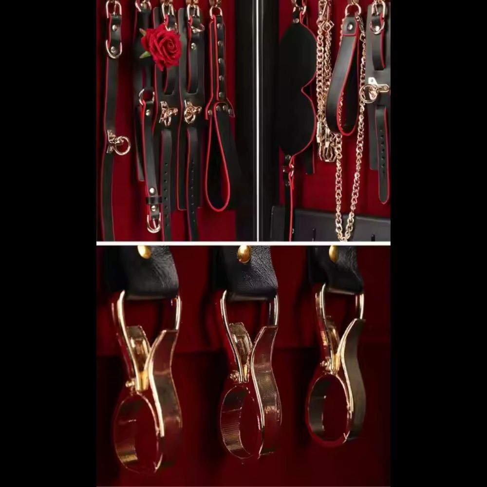 Luxurious Leather BDSM Kit with Lockable Storage Box