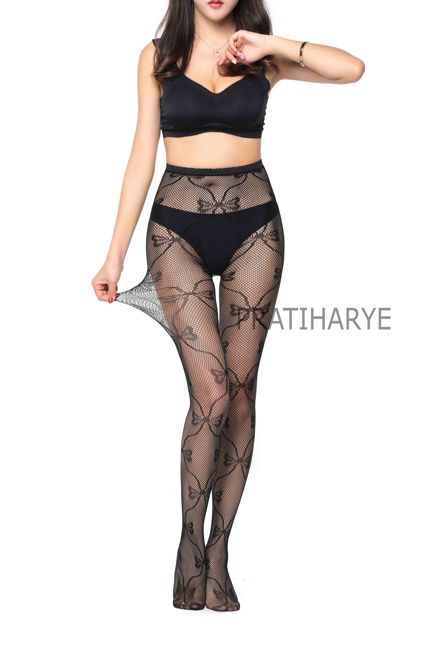 Lace Pattern High Waist Fishnet Pantyhose Stocking - D5