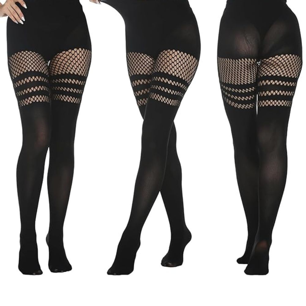 Sheer Fishnet Strips Pantyhose Stocking