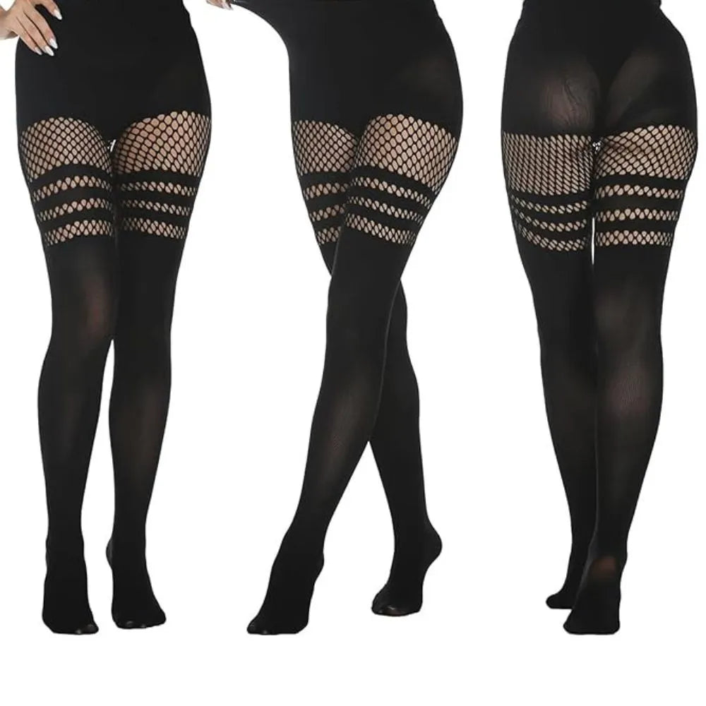 Sheer Fishnet Strips Pantyhose Stocking