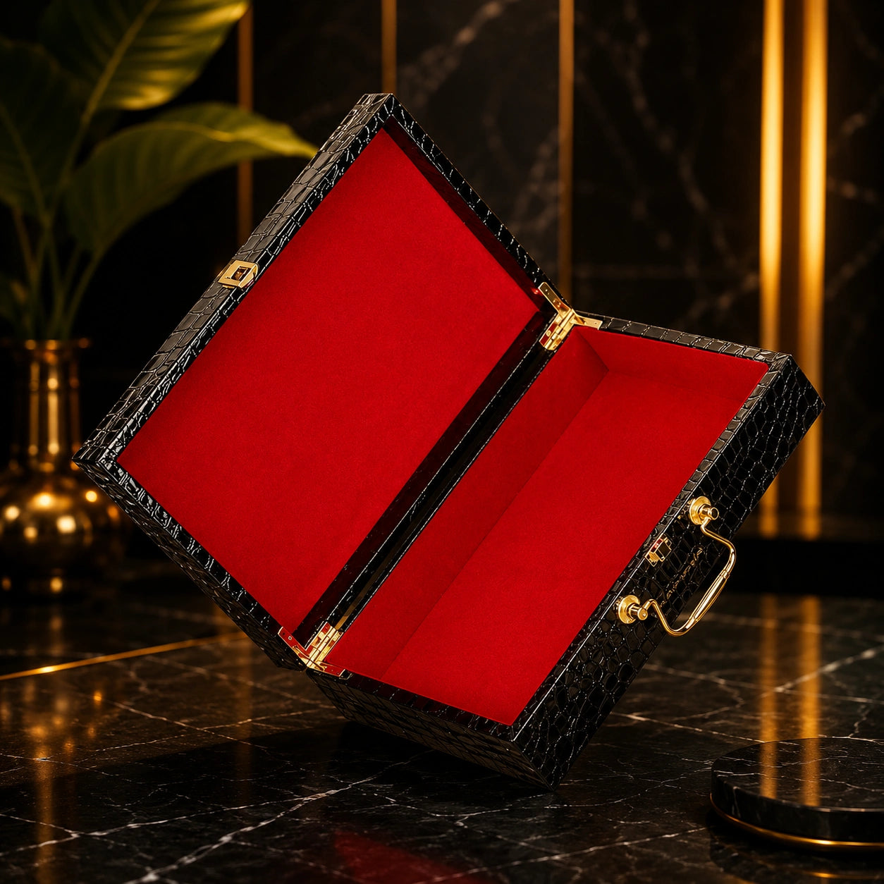 Premium MDF Wooden Storage Case with Luxury Leather Finish
