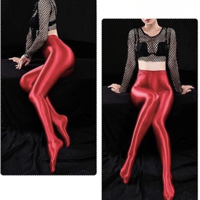Second-Skin Glossy Leggings Full-Foot Tights