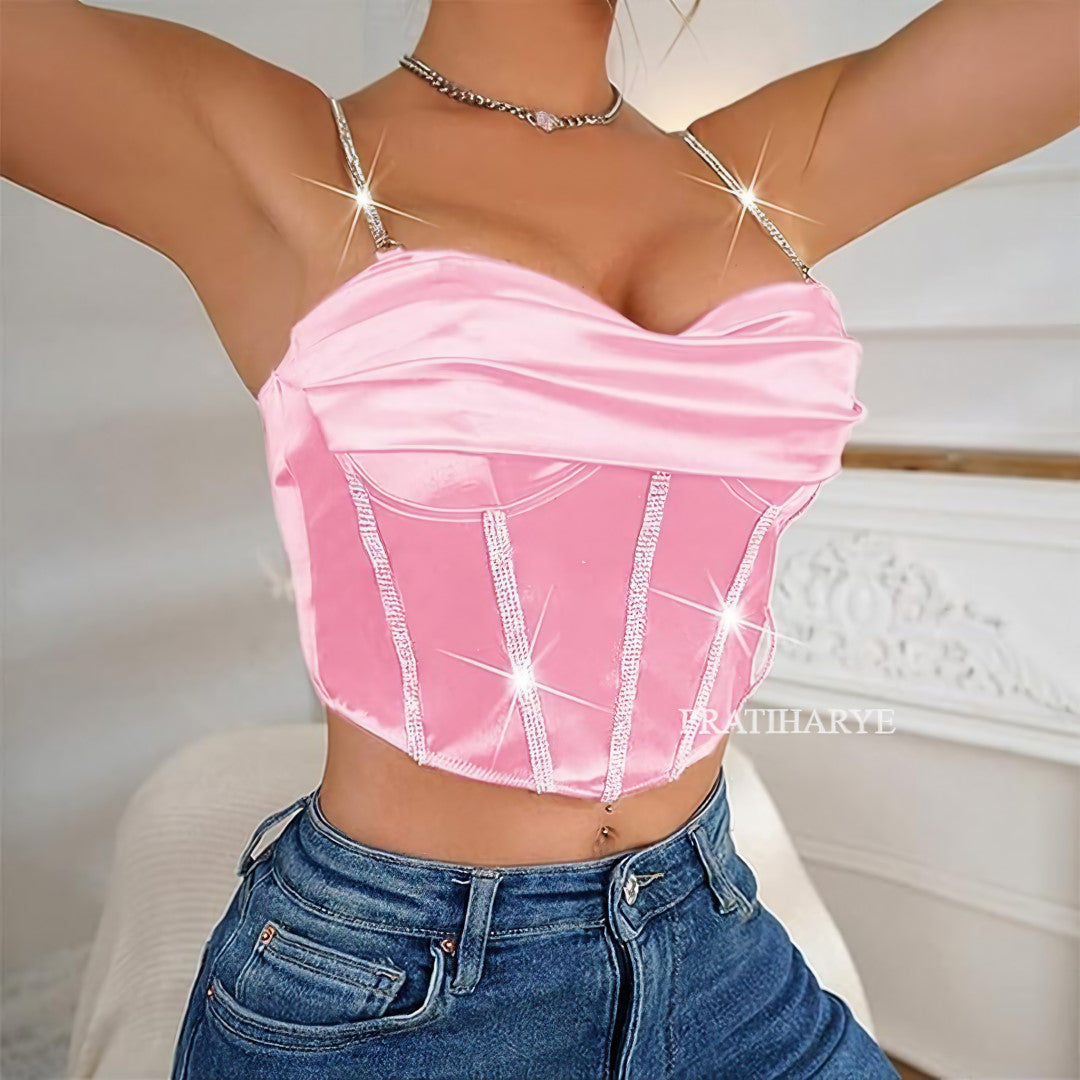 Satin Rhinestone Corset/Top