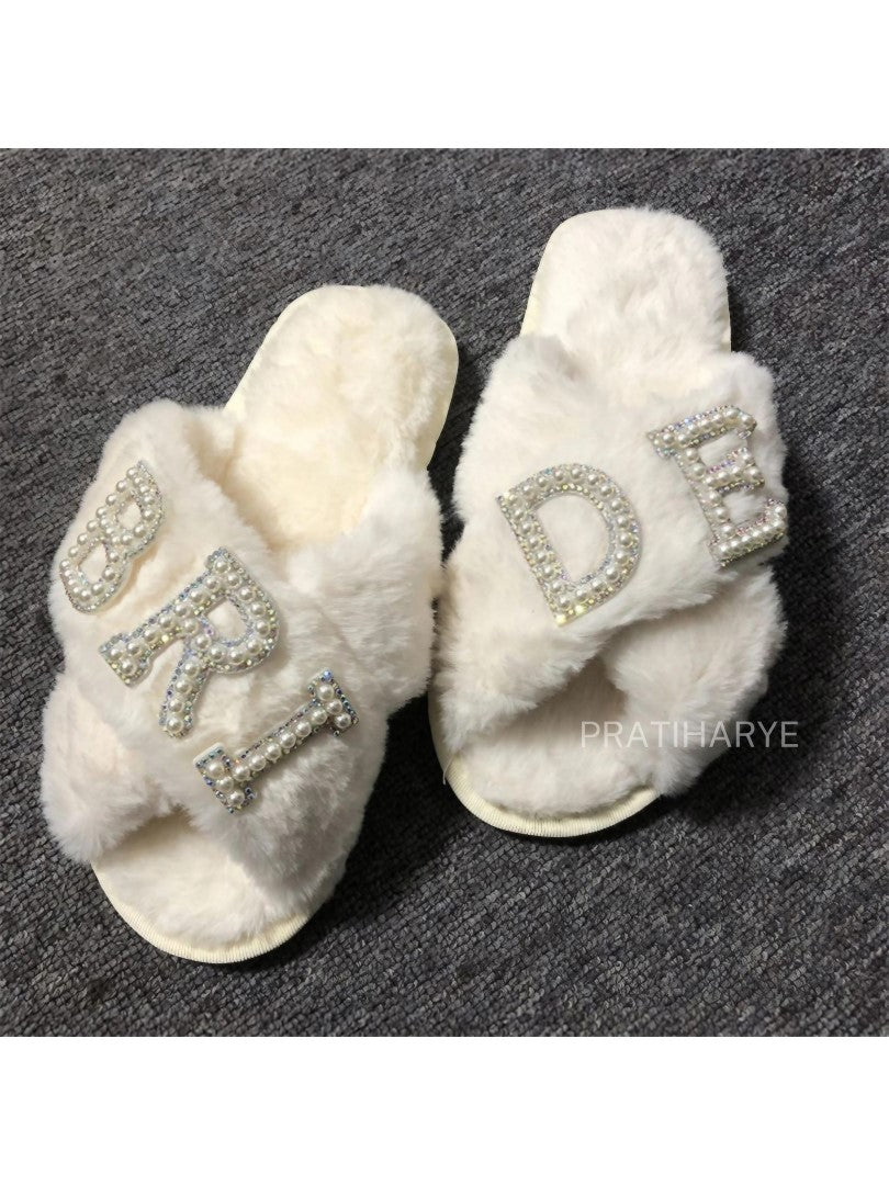 Premium Cute Fluffy Bride &amp; Wifey Slippers