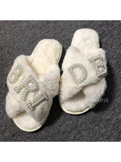 Premium Cute Fluffy Bride &amp; Wifey Slippers