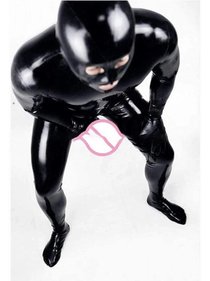 Men Faux Leather Zentai Suit