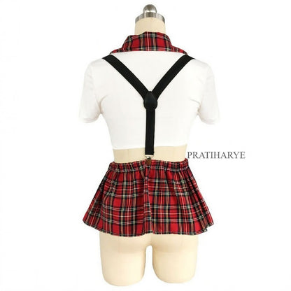 school girl with suspender skirt design