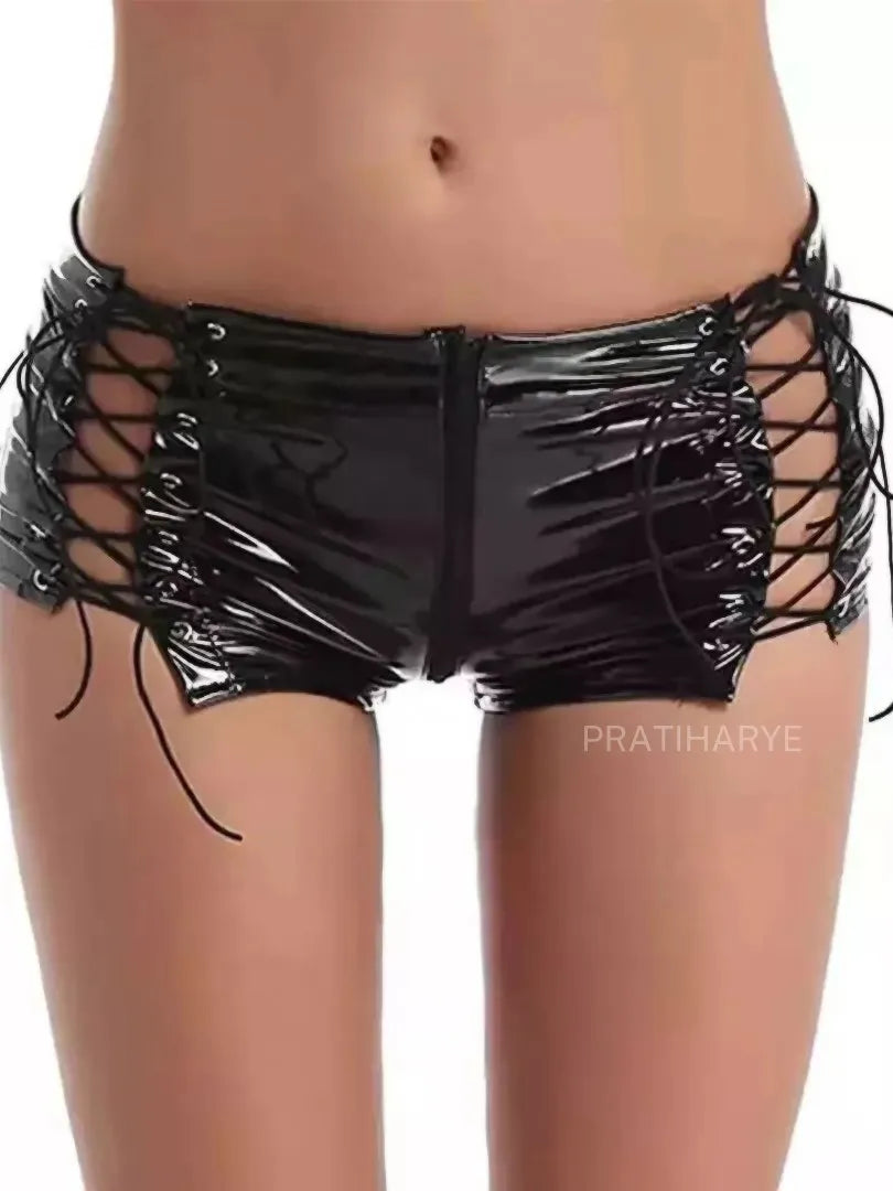 Faux Leather Open Bust Costume Set