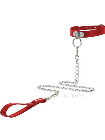 Pu leather Metal Chain Collar leash