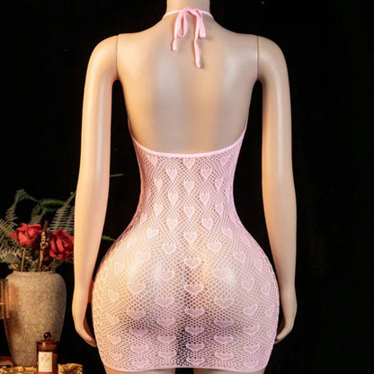 Sweetheart Mesh Mini Fishnet Dress