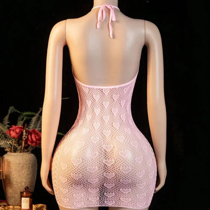 Sweetheart Mesh Mini Fishnet Dress