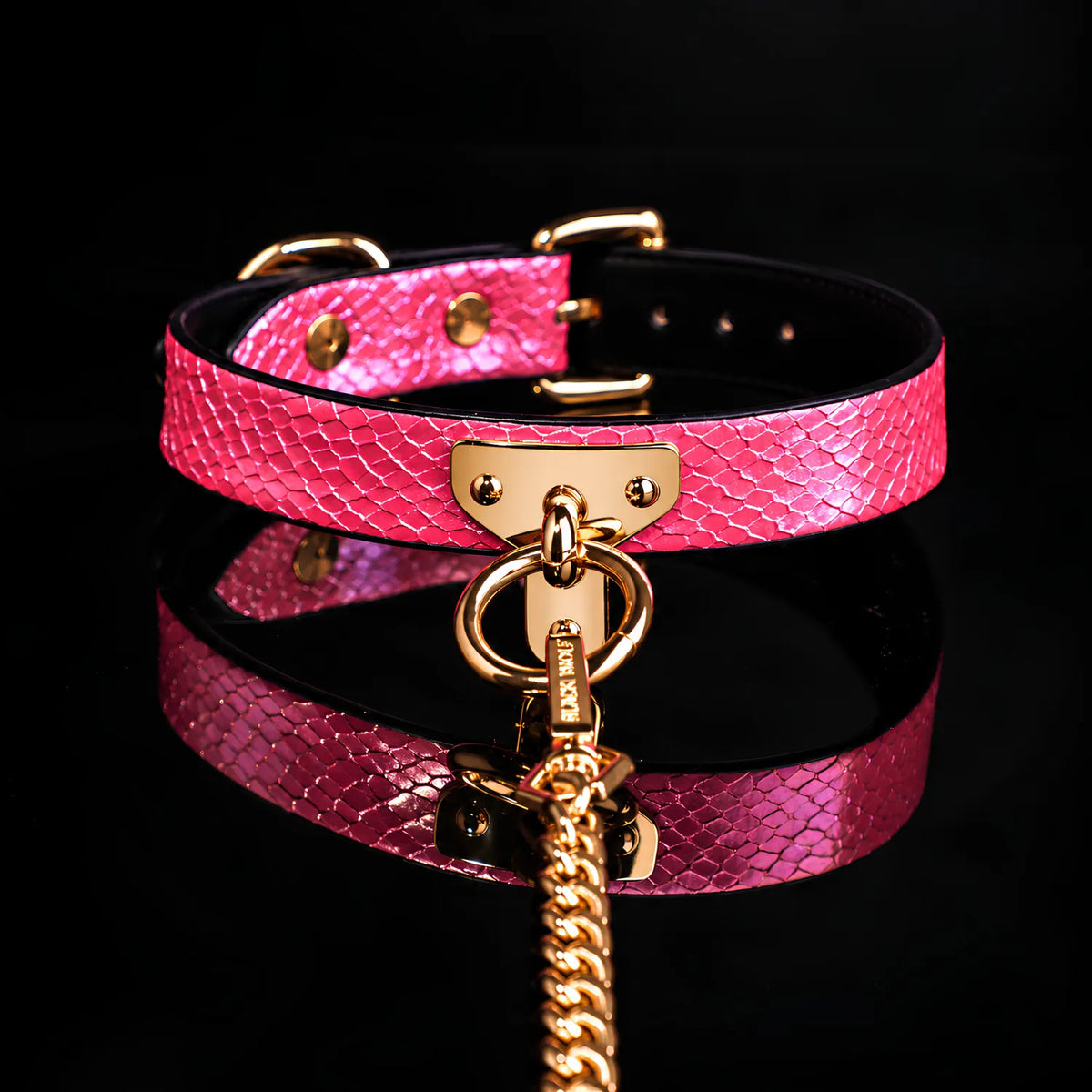 Pink Snake Collar with Chain Leash