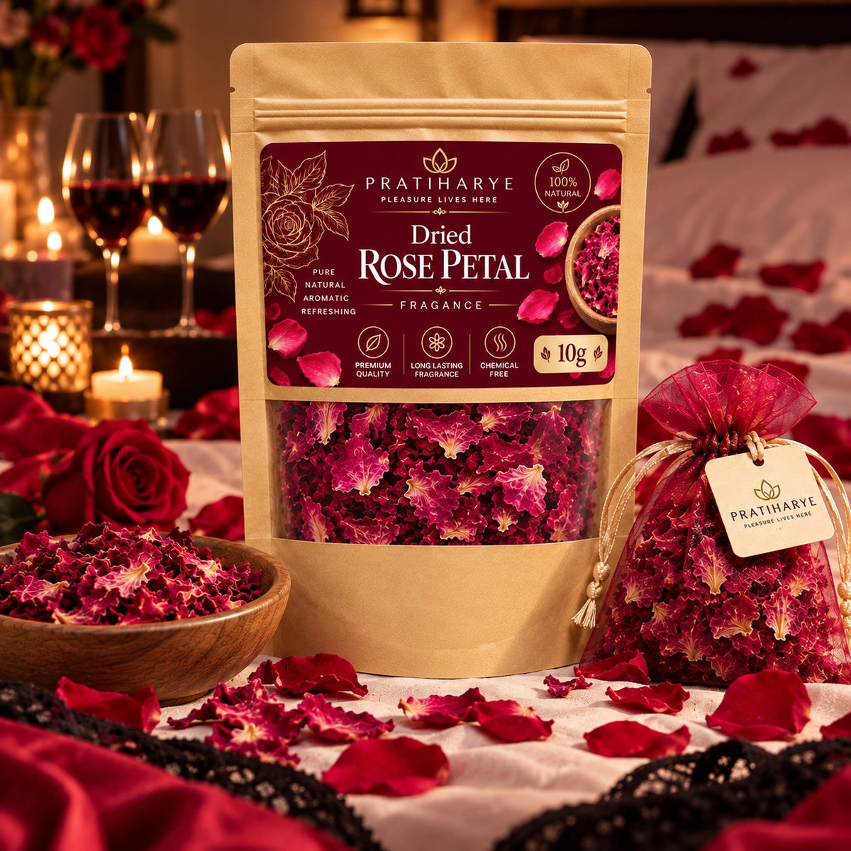 Dried Rose Petals Fragrance 10g Potli
