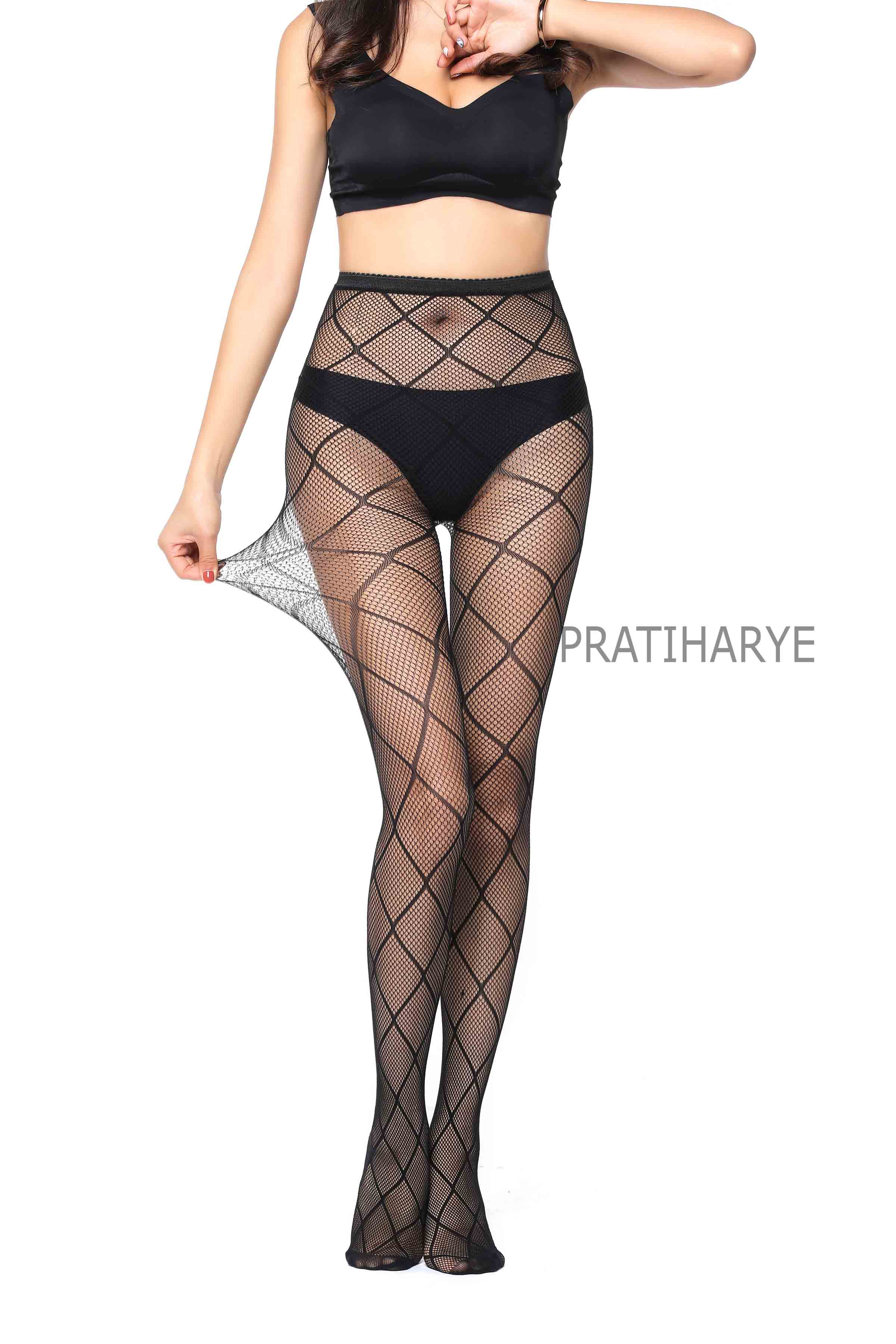 Lace Pattern High Waist Fishnet Pantyhose Stocking - D7