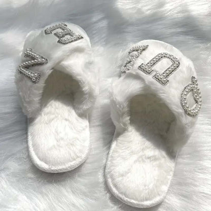 Queen Furry White Slippers