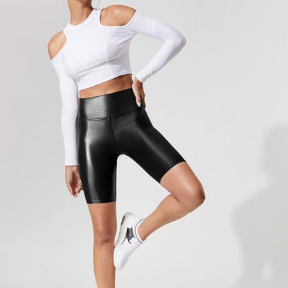 Black Pu Leather Shorts